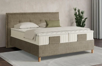 Mozart Boxspringbett Serie 7 Beethoven 160x200 Feiner Stoff Dusty Taupe H4/H3 Königliche Matratze