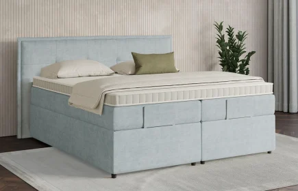 Mozart Boxspringbett Serie 7 Beethoven 160x200 mit Bettkasten Feiner Stoff Frosted Azure H3/H3