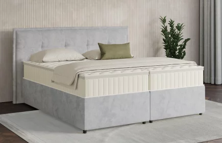 Mozart Boxspringbett Serie 7 Beethoven 160x220 mit Bettkasten Samt Hellgrau H3/H3 Königliche Matratze