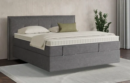 Mozart Boxspringbett Serie 7 Beethoven 180x200 Grober Stoff Rock Grey H2/H3 schwebend