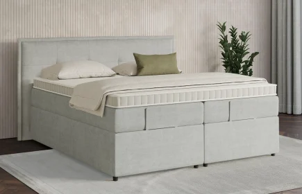 Mozart Boxspringbett Serie 7 Beethoven 180x200 mit Bettkasten Feiner Stoff Lunar Mist H2/H3