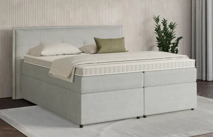 Mozart Boxspringbett Serie 7 Beethoven 180x200 mit Bettkasten Feiner Stoff Silbergrau H2/H3