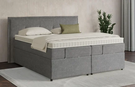 Mozart Boxspringbett Serie 7 Beethoven 180x200 mit Bettkasten Grober Stoff Charcoal frost H2/H3