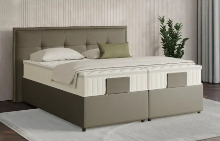Mozart Boxspringbett Serie 7 Beethoven 180x200 mit Bettkasten Kunstleder Olive Dream H3/H2 Königliche Matratze