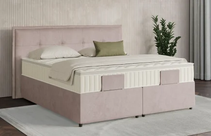 Mozart Boxspringbett Serie 7 Beethoven 180x200 mit Bettkasten Samt Blossom Pink H3/H3 Königliche Matratze