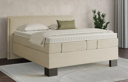 Mozart Boxspringbett Serie 7 Beethoven 180x220 Grober Stoff Wool Cream H2/H2