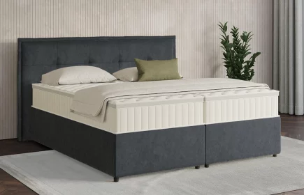 Mozart Boxspringbett Serie 7 Beethoven 200x200 mit Bettkasten Samt Anthrazit H2 Königliche Matratze