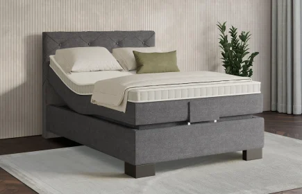 Mozart Boxspringbett Serie 7 Brahms 120x200 elektrisch Grober Stoff Rock Grey H3
