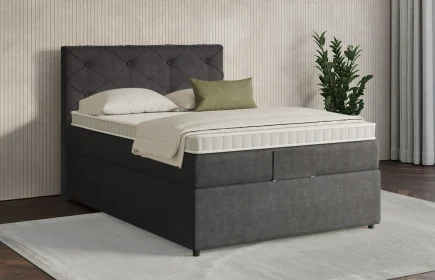 Mozart Boxspringbett Serie 7 Brahms 120x200 mit Bettkasten Feiner Stoff Carbon Grey H2