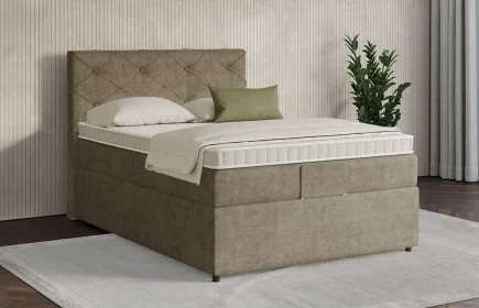 Mozart Boxspringbett Serie 7 Brahms 120x200 mit Bettkasten Feiner Stoff Dusty Taupe H2