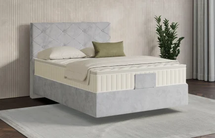 Mozart Boxspringbett Serie 7 Brahms 120x200 Samt Fog Grey H3 schwebend Königliche Matratze