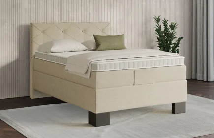 Mozart Boxspringbett Serie 7 Brahms 140x200 Grober Stoff Wool Cream H3
