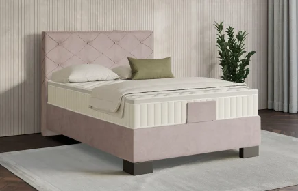 Mozart Boxspringbett Serie 7 Brahms 140x200 Samt Blossom Pink H3 Königliche Matratze