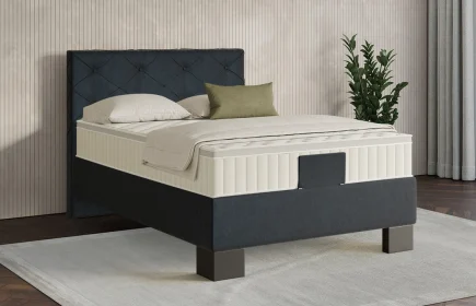 Mozart Boxspringbett Serie 7 Brahms 140x200 Samt Night Blue H2 Königliche Matratze