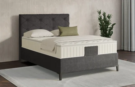 Mozart Boxspringbett Serie 7 Brahms 140x210 Feiner Stoff Carbon Grey H2 Königliche Matratze