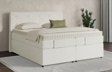 Mozart Boxspringbett Serie 7 Brahms 160x200 mit Bettkasten Samt Vanilla Nice H3/H2
