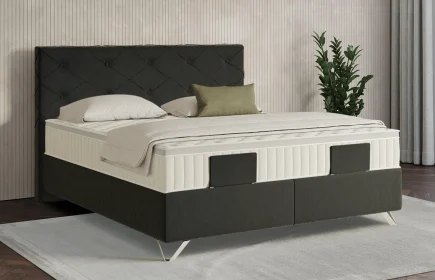 Mozart Boxspringbett Serie 7 Brahms 160x200 Samt Raven Silk H3/H3 Königliche Matratze