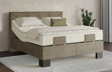 Mozart Boxspringbett Serie 7 Brahms 180x200 elektrisch Feiner Stoff Dusty Taupe H3/H3 Königliche Matratze