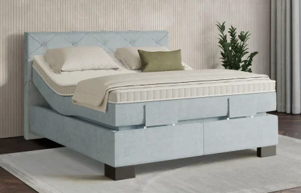 Mozart Boxspringbett Serie 7 Brahms 180x200 elektrisch Feiner Stoff Frosted Azure H3/H3