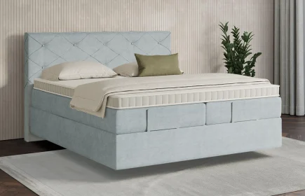 Mozart Boxspringbett Serie 7 Brahms 180x200 Feiner Stoff Frosted Azure H2/H3 schwebend