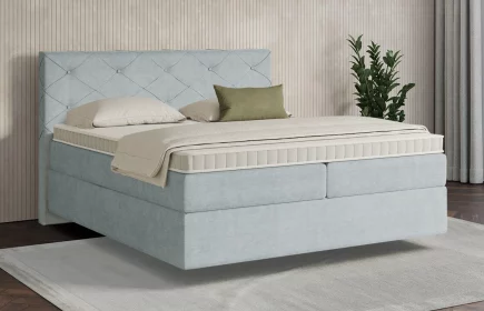 Mozart Boxspringbett Serie 7 Brahms 180x200 Feiner Stoff Pastellblau H2/H3 schwebend