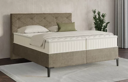 Mozart Boxspringbett Serie 7 Brahms 180x200 Feiner Stoff Taupe H3/H3 Königliche Matratze