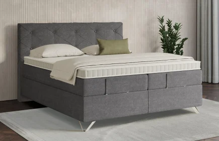Mozart Boxspringbett Serie 7 Brahms 180x200 Grober Stoff Rock Grey H2/H2