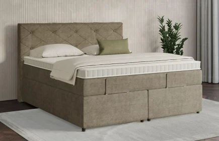 Mozart Boxspringbett Serie 7 Brahms 180x200 mit Bettkasten Feiner Stoff Dusty Taupe H3/H3