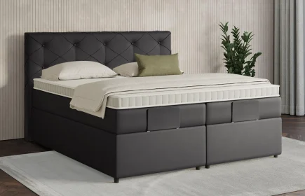 Mozart Boxspringbett Serie 7 Brahms 180x200 mit Bettkasten Kunstleder All  Black H3/H3