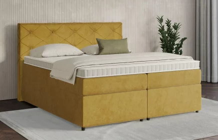 Mozart Boxspringbett Serie 7 Brahms 180x200 mit Bettkasten Samt Goldgelb H3/H3