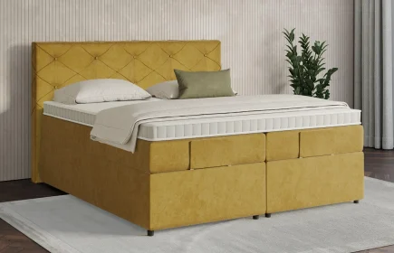 Mozart Boxspringbett Serie 7 Brahms 180x200 mit Bettkasten Samt Mustard H3/H3