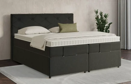 Mozart Boxspringbett Serie 7 Brahms 180x200 mit Bettkasten Samt Raven Silk H3/H2