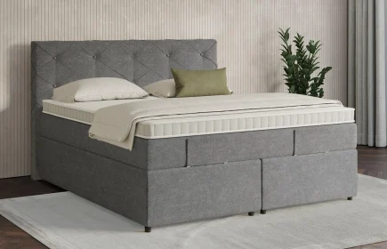 Mozart Boxspringbett Serie 7 Brahms 180x210 mit Bettkasten Grober Stoff Charcoal frost H4/H2