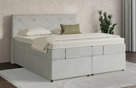 Mozart Boxspringbett Serie 7 Brahms 200x190 mit Bettkasten Feiner Stoff Lunar Mist H3