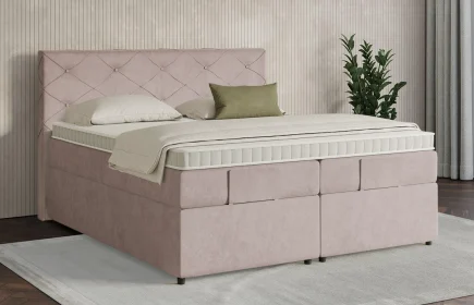 Mozart Boxspringbett Serie 7 Brahms 200x190 mit Bettkasten Samt Blossom Pink H3