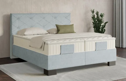 Mozart Boxspringbett Serie 7 Brahms 200x200 Feiner Stoff Frosted Azure H2 Königliche Matratze