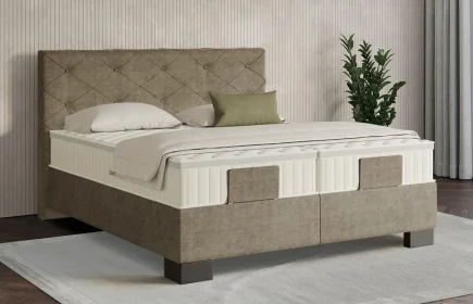 Mozart Boxspringbett Serie 7 Brahms 200x220 Feiner Stoff Dusty Taupe H3 Königliche Matratze