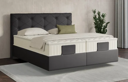 Mozart Boxspringbett Serie 7 Brahms 240x200 Kunstleder All  Black H4/H2 schwebend Königliche Matratze