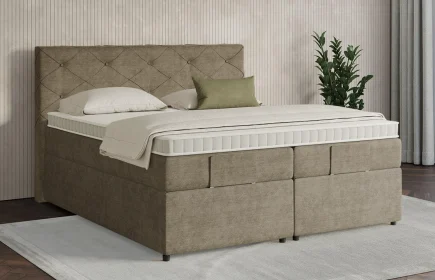 Mozart Boxspringbett Serie 7 Brahms 240x200 mit Bettkasten Feiner Stoff Dusty Taupe H2/H3
