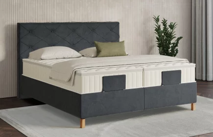 Mozart Boxspringbett Serie 7 Brahms 240x220 elektrisch Samt Anthrazit H3/H4 Königliche Matratze