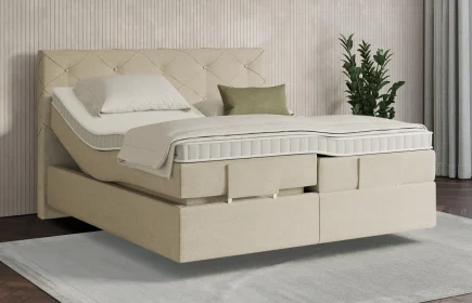 Mozart Boxspringbett Serie 7 Brahms 280x220 elektrisch Grober Stoff Wool Cream H3/H3 schwebend