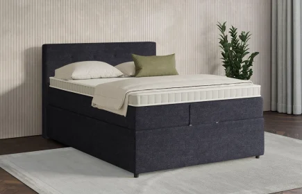 Mozart Boxspringbett Serie 7 Clementi 100x200 mit Bettkasten Grober Stoff Celestial Ink H3