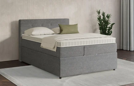 Mozart Boxspringbett Serie 7 Clementi 120x200 mit Bettkasten Grober Stoff Charcoal frost H3