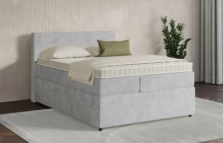 Mozart Boxspringbett Serie 7 Clementi 120x200 mit Bettkasten Samt Fog Grey H3