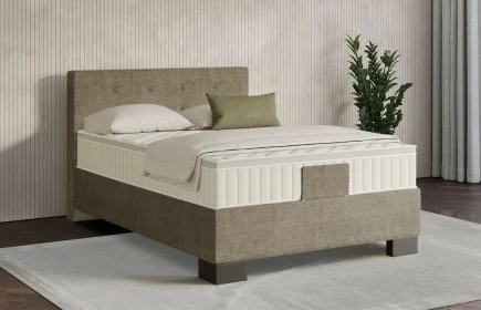 Mozart Boxspringbett Serie 7 Clementi 140x200 Feiner Stoff Dusty Taupe H3 Königliche Matratze