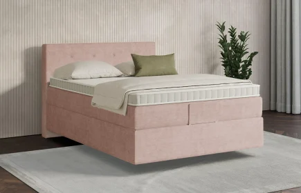 Mozart Boxspringbett Serie 7 Clementi 140x200 Feiner Stoff Rose Glow H3 schwebend
