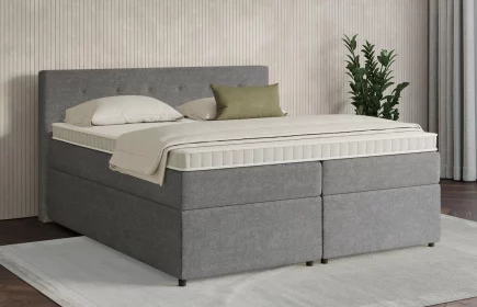 Mozart Boxspringbett Serie 7 Clementi 160x220 mit Bettkasten Grober Stoff Grau H2/H3