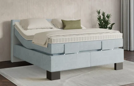 Mozart Boxspringbett Serie 7 Clementi 180x200 elektrisch Feiner Stoff Frosted Azure H3/H2