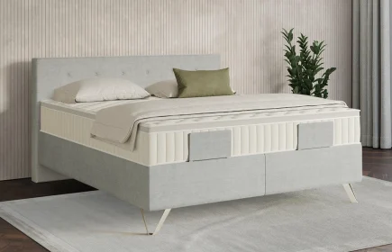 Mozart Boxspringbett Serie 7 Clementi 180x200 Feiner Stoff Lunar Mist H3/H3 Königliche Matratze