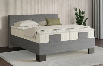 Mozart Boxspringbett Serie 7 Clementi 180x200 Grober Stoff Charcoal frost H4/H3 Königliche Matratze